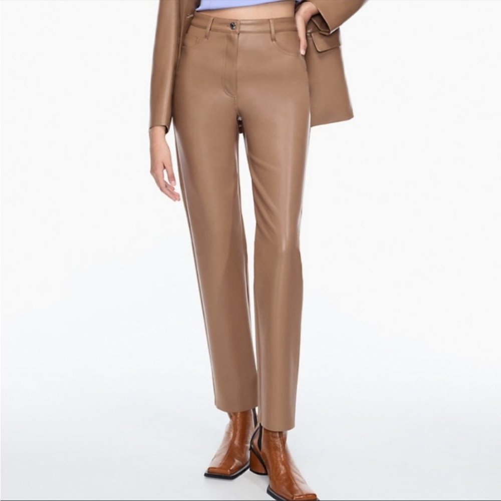 Aritzia Wilfred the Melina Vegan leather tan / camel pants size 6 - Picture 16 of 16